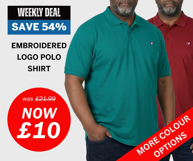 Embroidered Logo Polo Shirt Now £10, More Colour Options.